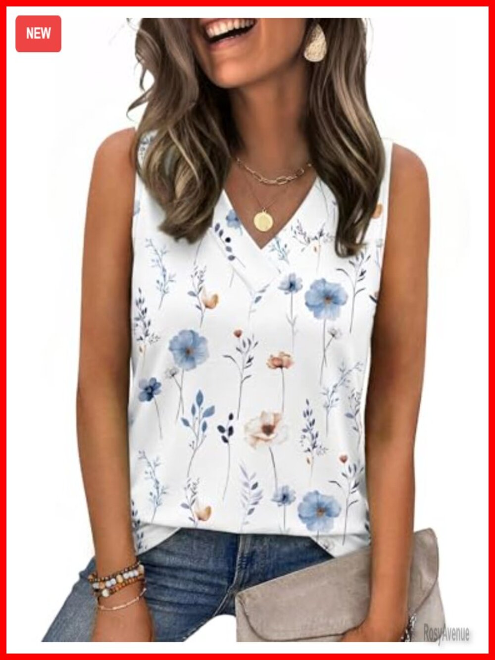Women's Sleeveless Tank Top V-Neck Loose Fit Casual Summer Blouse
